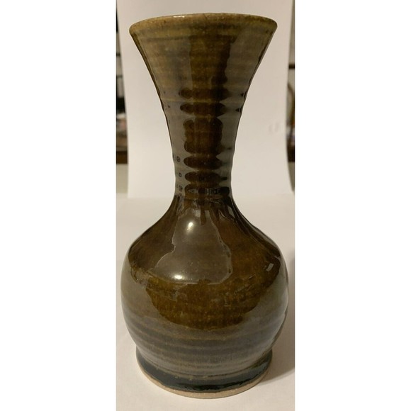 Pigeon River Pottery Tim Kerns Signed Brown Drip 6" Vase Early 2005 Wheel Thrown - Picture 15 of 16